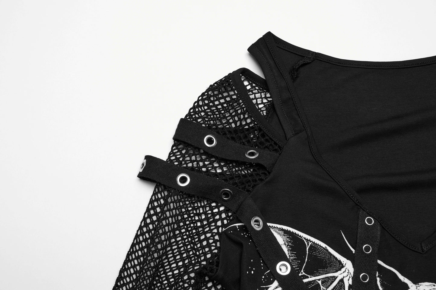 Detail of the soft stretchy fabric composition of the Punk Rave Vonda T-Shirt, highlighting its luxurious feel and flattering fit.