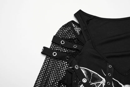 Detail of the soft stretchy fabric composition of the Punk Rave Vonda T-Shirt, highlighting its luxurious feel and flattering fit.