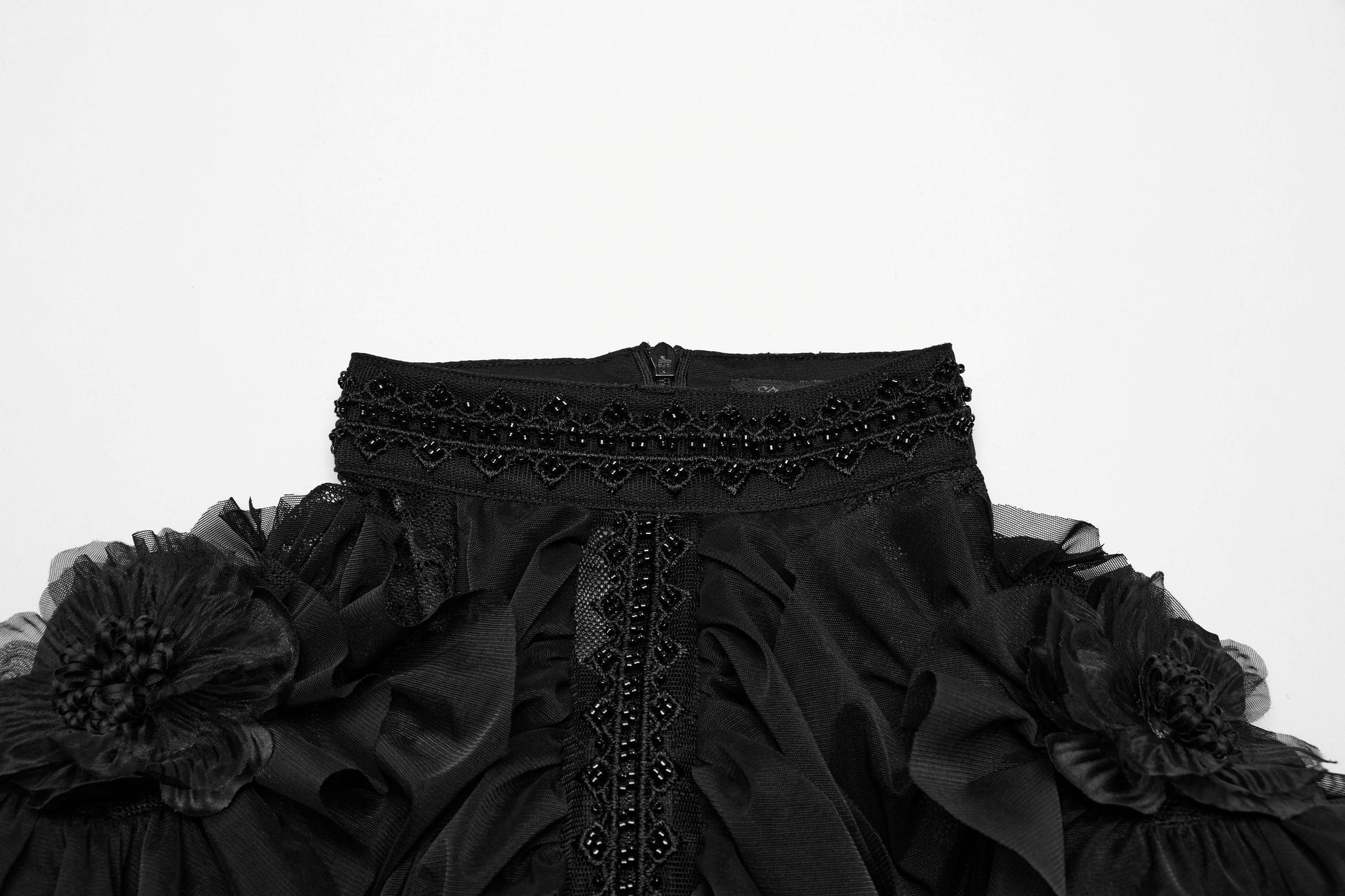 Stylish detail of the invisible zipper on the Punk Rave Nova Gothic Dress, providing a seamless look and ease of wear.