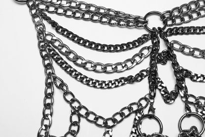 Punk Rave Anslie Aluminium Chain Dress showcasing a streamlined design that accentuates natural curves, featuring a luxurious adjustable lobster buckle for a perfect fit.