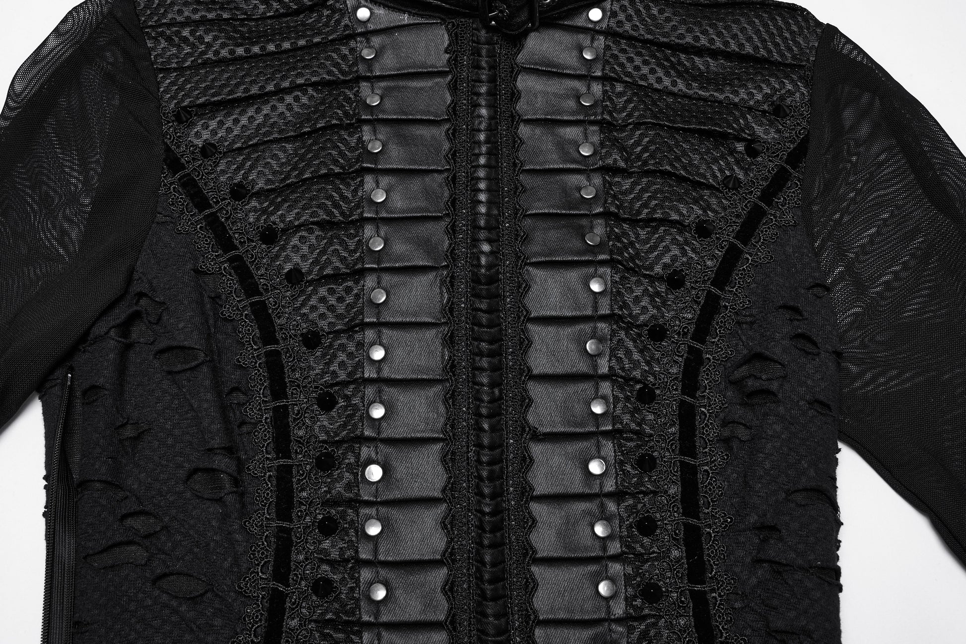 Close-up of the corset back detailing on the Punk Rave Seraphine Black Maxi Dress, featuring luxurious lace-up design.