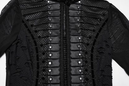 Close-up of the corset back detailing on the Punk Rave Seraphine Black Maxi Dress, featuring luxurious lace-up design.