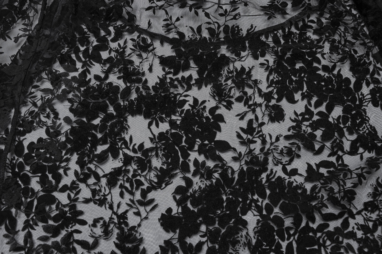 Full view of the Punk Rave Seraphina Goth dress showcasing the high stand-up collar and sheer skirt overlay for a captivating silhouette.