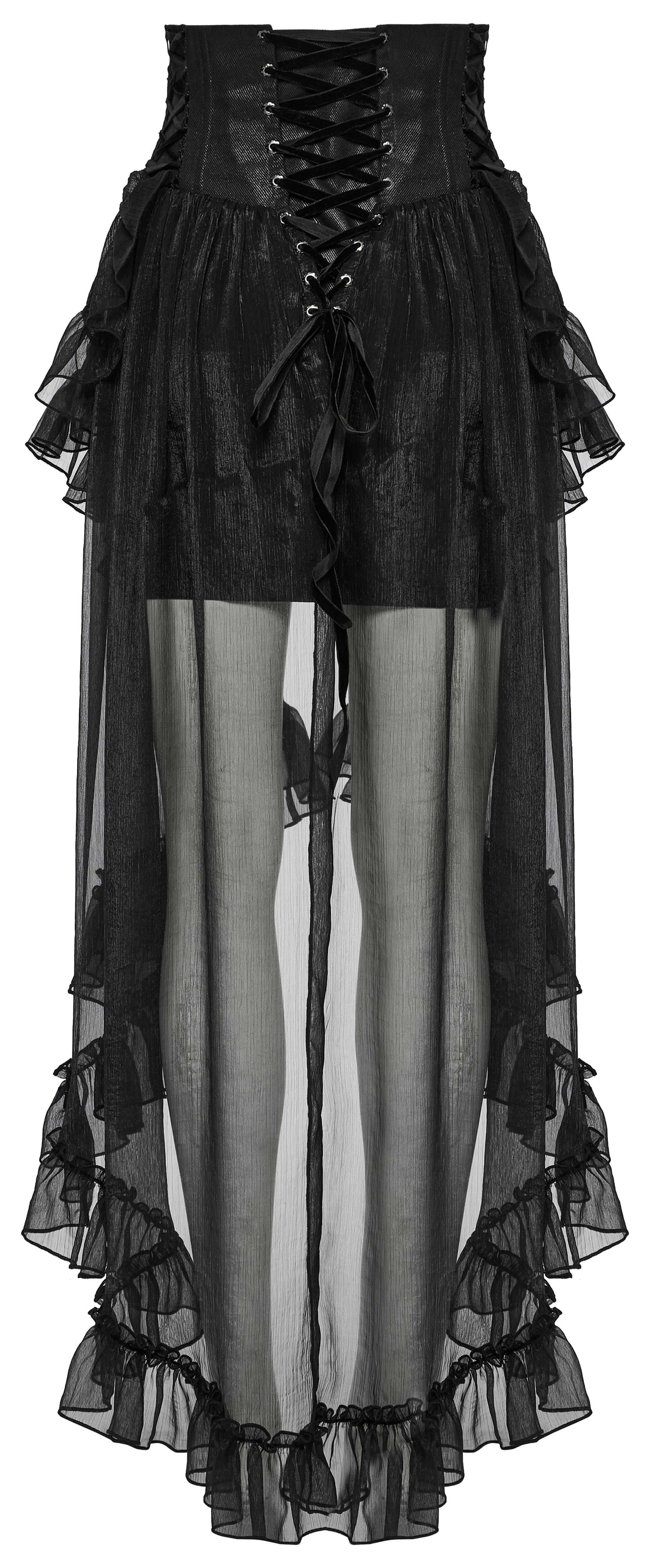 Dramatic lacing detail on the Punk Rave Dila skirt, adding a romantic and sophisticated touch to your gothic-inspired attire
