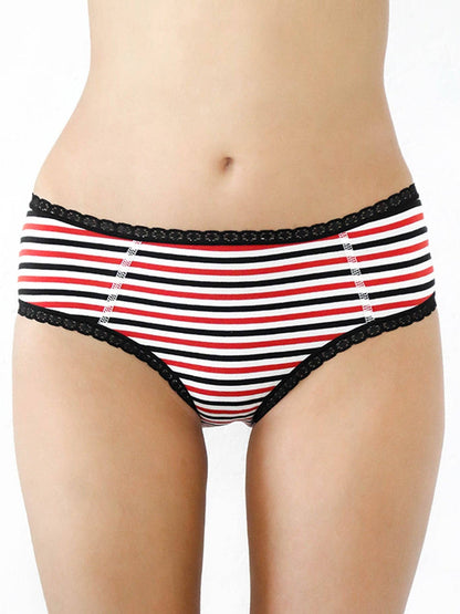 Display of luxury organic cotton hipster briefs in multiple sizes, highlighting the comfort fit from small to large with a chic design.