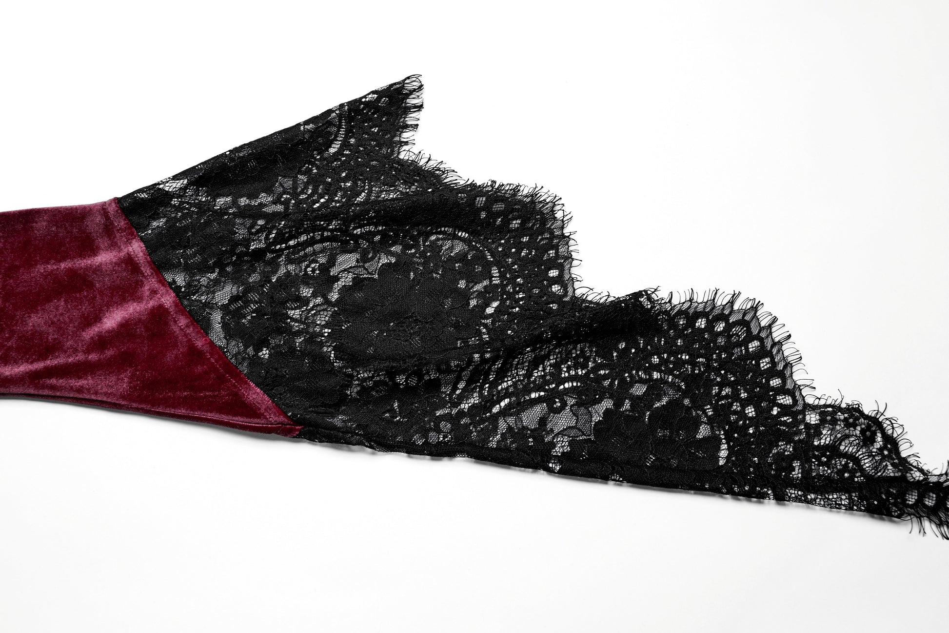 Model wearing the Punk Rave Isolde Velvet Lace Sleeve Dress, exuding an ethereal charm perfect for alternative fashion events.