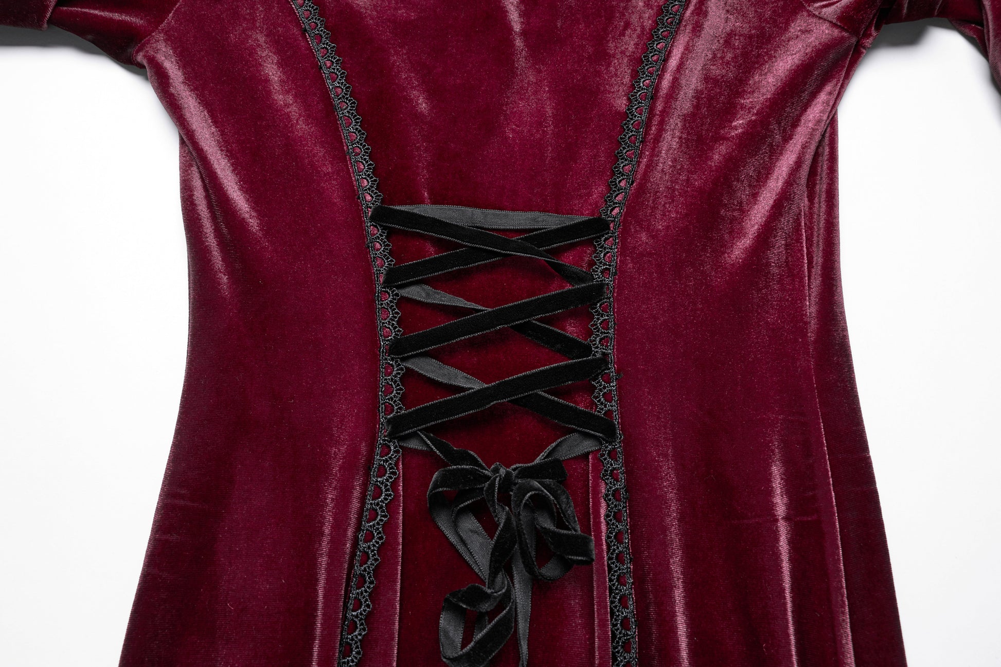 Full view of the stunning flared skirt of the Punk Rave Isolde Dress, designed for dramatic movement and a captivating silhouette.