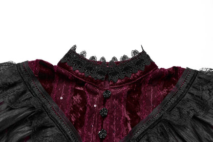Detail image of the rose buckle closure on Punk Rave Elysia shawl, underscoring the unique vintage appeal and intricate design.