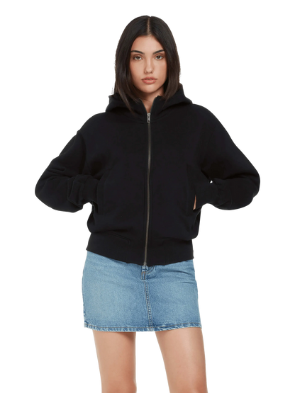 Luxurious unisex organic cotton bomber jacket hoodie showcasing sustainable fashion, designed for comfort and versatility, crafted by Earth Wardrobe.
