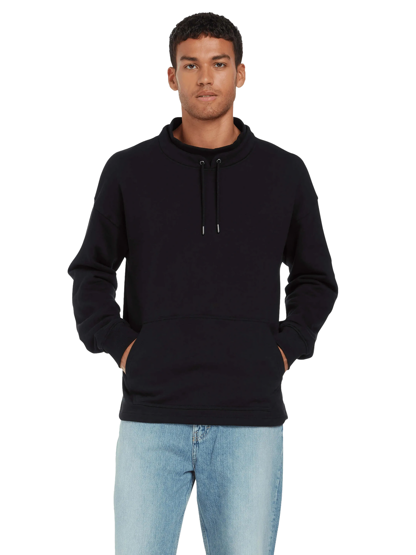 Luxury unisex organic cotton mock neck sweatshirt by Earth Wardrobe, featuring a modern design and effortless comfort, perfect for layering and sustainable fashion.