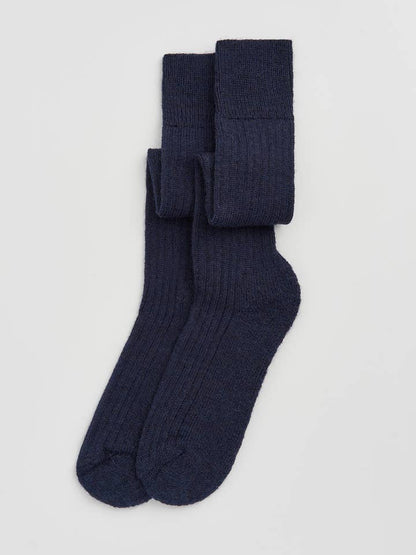 Fashionable and warm knee high wool socks with engineered cushioned sole for enhanced comfort.