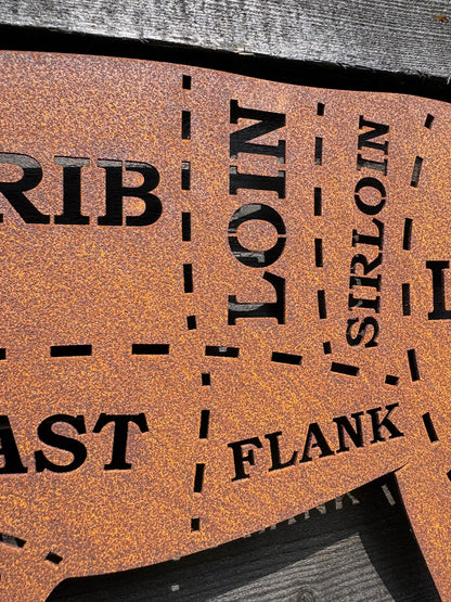 Rusty metal butchers lamb decorations