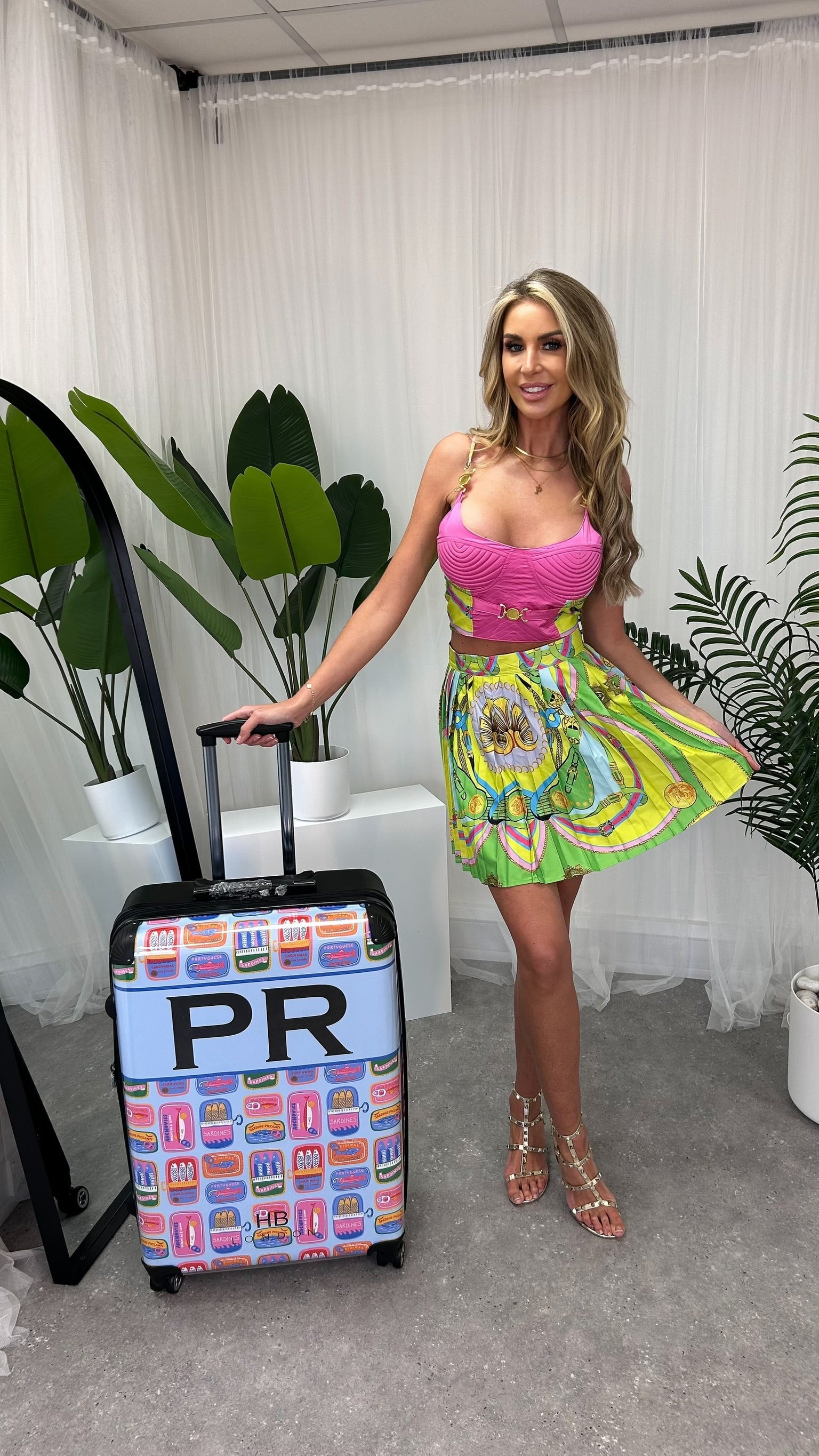 Vibrant Love You Always 2-Piece Set featuring a luxurious bralette crop top and flowing maxi skirt in a Dolce & Gabbana-inspired print, designed for a chic summer look.