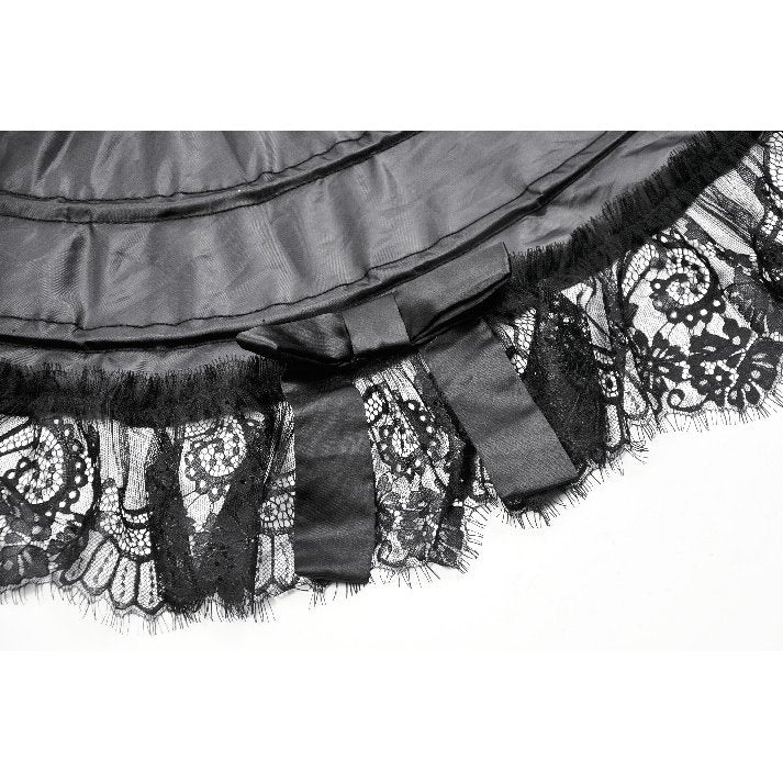 Structured silhouette of the Dark In Love Valeria Gothic Mini Petticoat worn with a gothic skirt, highlighting its dramatic volume.