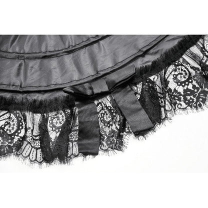 Structured silhouette of the Dark In Love Valeria Gothic Mini Petticoat worn with a gothic skirt, highlighting its dramatic volume.