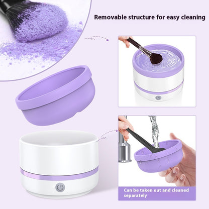 Removable structure of the Makeup Brush Automatic Cleaning Device in light purple, showcasing easy cleaning features for effortless beauty maintenance.