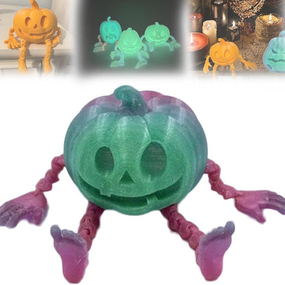 Halloween 3D Printing Pumpkin Decorations, featuring a whimsical green and pink pumpkin with articulated limbs, perfect for luxury Halloween decor.