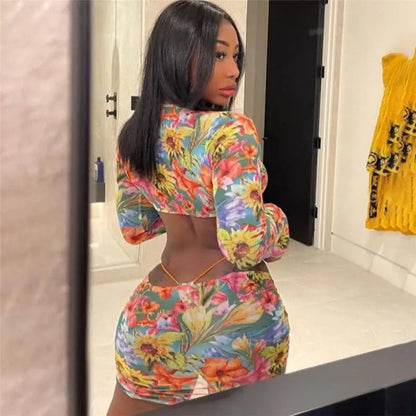 A-line silhouette of the Floral Mesh Skirt Set, highlighting its flattering shape and romantic style, designed by Dazzling Dreams Studio.