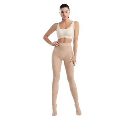 Luxury Women's Tear-Resistant Unbreakable Tights showcased on a model wearing a crop top, highlighting the premium 80D nylon for ultimate durability and comfort.