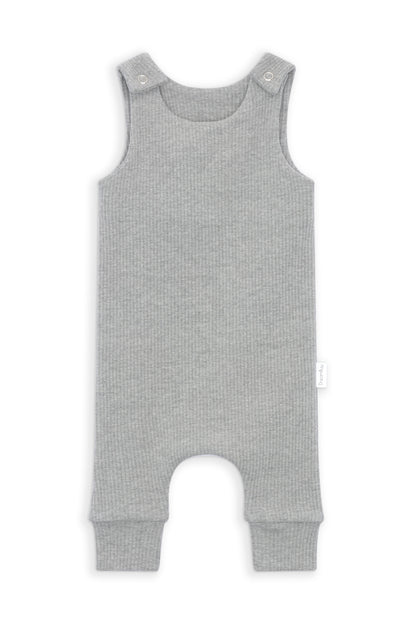Luxury personalised dove grey dungarees for babies by DreamBuy, crafted from soft and breathable fabric for ultimate comfort.