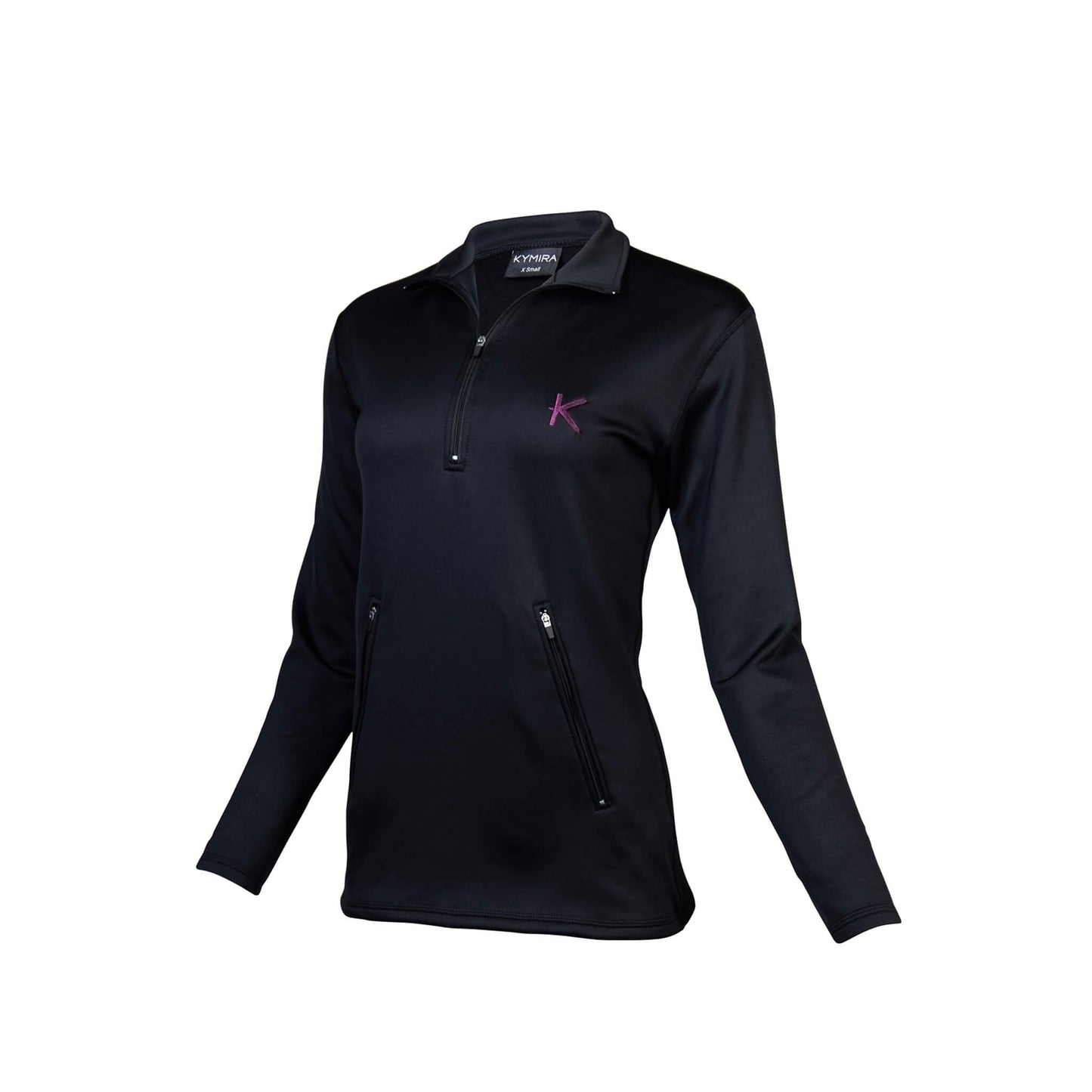 Stunning luxury women's half zip fleece by KYMIRA featuring infrared technology for enhanced warmth and recovery, perfect for outdoor adventures.
