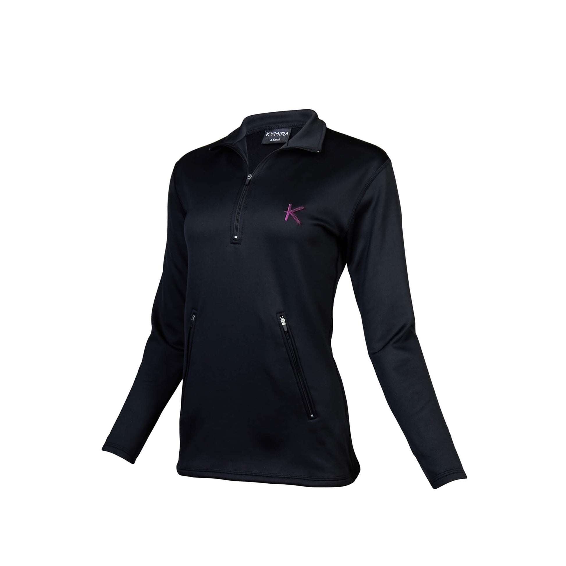 Stunning luxury women's half zip fleece by KYMIRA featuring infrared technology for enhanced warmth and recovery, perfect for outdoor adventures.