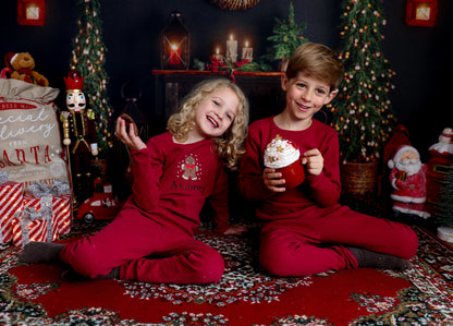 Luxurious personalised Gingerbread Man family Christmas pyjamas set by DreamBuy, perfect for festive family gatherings.