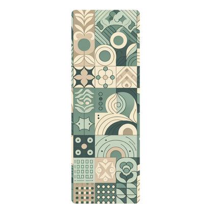 Aurelia Starling Yoga Mat by Dazzling Dreams Studio featuring an elegant pastel green block print design, perfect for a luxurious yoga experience.