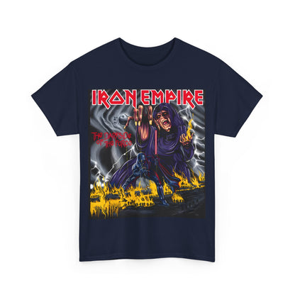 Front view of the navy Iron Empire Graphic Tee, featuring a captivating Darth Sidious graphic with 'The Dark Side of the Force' tagline.