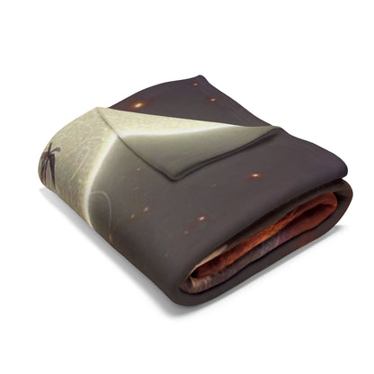 Luxurious Decorative and Warm Halloween Spooky Arctic Fleece Blanket folded elegantly, showcasing a soft and inviting texture perfect for autumn decor.