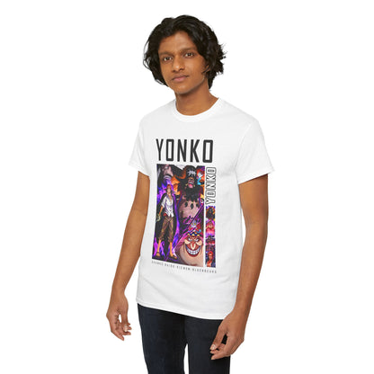 Luxury YONKO graphic tee featuring iconic anime characters Shanks, Kaido, Big Mom, and Blackbeard, designed for anime enthusiasts.