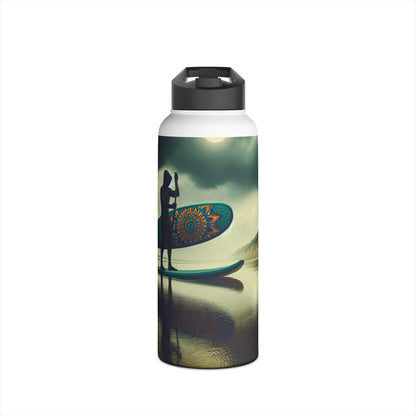 Chic Fantasy Paddleboarding Stainless Steel Water Bottle with stunning design elements of a paddleboarding scene, designed for the stylish individual seeking quality hydration solutions.