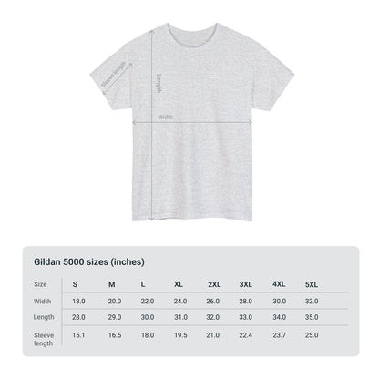 Size guide for the Skulls and Roses Cotton Tee, outlining the measurements in inches for a precise fit.