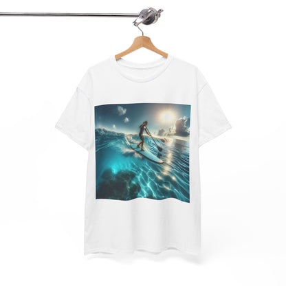 Delightful Paddle Board T-Shirt by Dazzling Dreams Studio presented as a unique gift for water sports enthusiasts, celebrating the beauty of nature.
