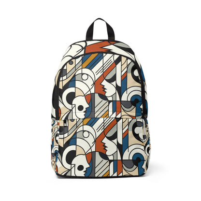Chic Abstract Fusion Backpack featuring a modern cartoon-inspired design with elegant colour harmony and distinctive geometric patterns, ideal for stylish individuals.