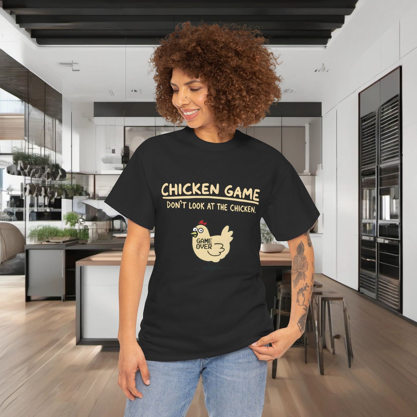 Chicken Game Graphic T-Shirt Urban Unisex Cotton