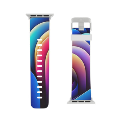 Elegant display of the Vibrant Neon DesignVista Castle Apple Watch Band on a sophisticated background, representing a stylish accessory by Dazzling Dreams Studio.