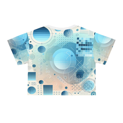 Stylish Modish Blue Gradation Crop T-Shirt by Dazzling Dreams Studio featuring a captivating abstract design in soothing pastel blue tones for ultimate comfort.