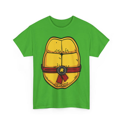 Raphael Teenage Mutant Ninja Turtles Unisex Men's Women's Graphic T Shirt Tee showcasing eye-catching turtle shell graphic in bright golden-yellow with a classic sash, designed for enthusiasts and casual wearers alike.