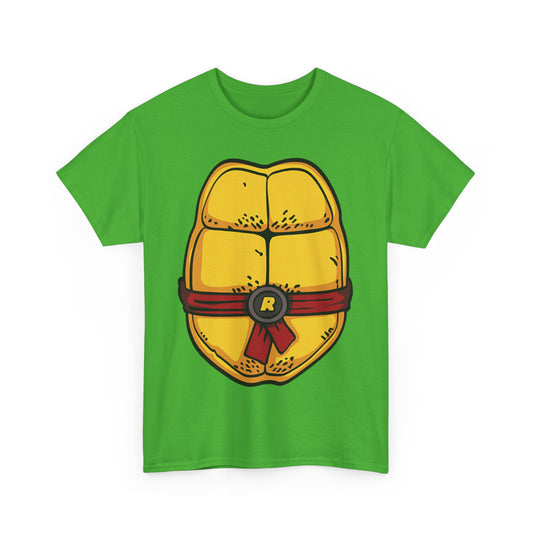 Raphael Teenage Mutant Ninja Turtles Unisex Men's Women's Graphic T Shirt Tee showcasing eye-catching turtle shell graphic in bright golden-yellow with a classic sash, designed for enthusiasts and casual wearers alike.