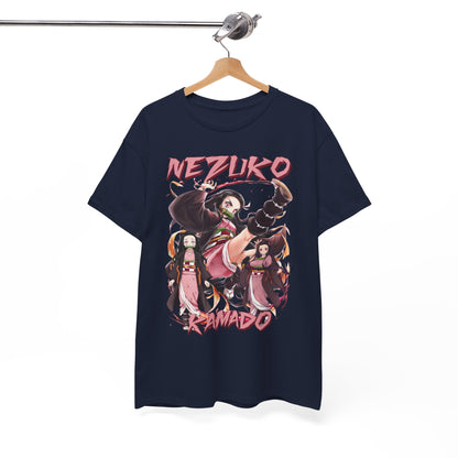 Exquisite Nezuko Kamado T-Shirt elegantly hung, featuring captivating anime artistry, creating a statement piece for discerning collectors.