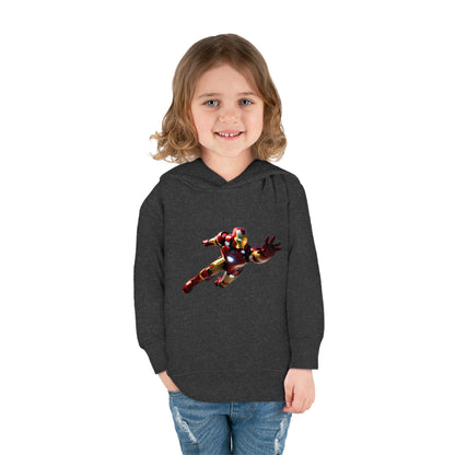 A child wearing the Kids Unisex Iron Man in Flight Hoodie, highlighting the iconic Iron Man graphic, embodying playful luxury for kids aged 2-5 years.