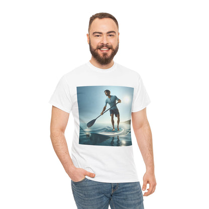 Premium quality fabric of Delightfull Paddle Board Adventure T-Shirt by Dazzling Dreams Studio, designed for comfort and style during water sports.