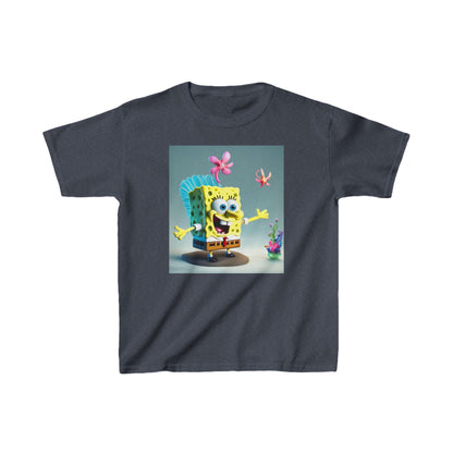 Kids SpongeBob Heavy Cotton Tee in navy, showcasing a delightful SpongeBob SquarePants design, perfect for combining style and comfort in active play.