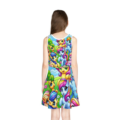 Chic and playful Isabella Lollipop Girls Sundress, showcasing a lively pony design, perfect for summer outings by Dazzling Dreams Studio.