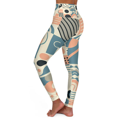 Model wearing Dazzling Dreams Studio's Fashion-Forward Pastel Patterned Leggings, epitomising comfort and style in a contemporary athleisure setting.
