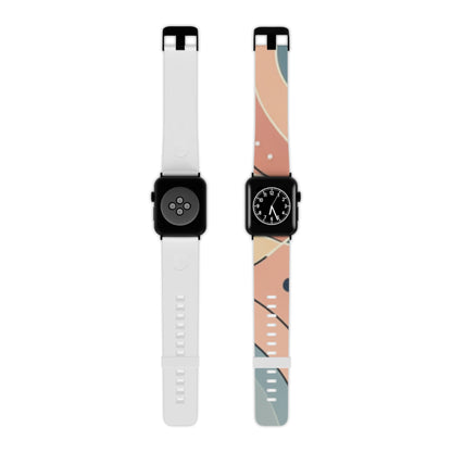 GraphixGenius Modern Pastel Pattern Apple Watch Strap presented with a luxurious black smartwatch against a white backdrop, perfect for contemporary fashion.