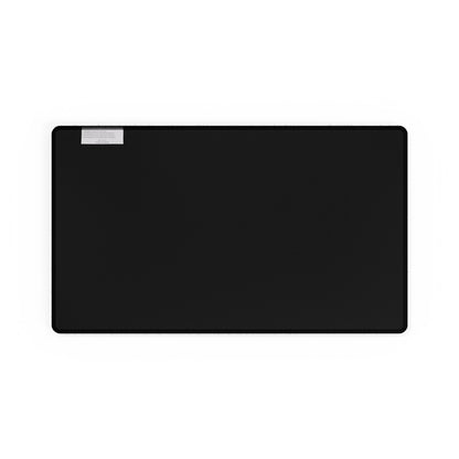 Cosmic Hieroglyphic Tranquility Mat - Desk | Mouse Mat displayed from above, revealing a sleek black underside, complementing a modern office setup.