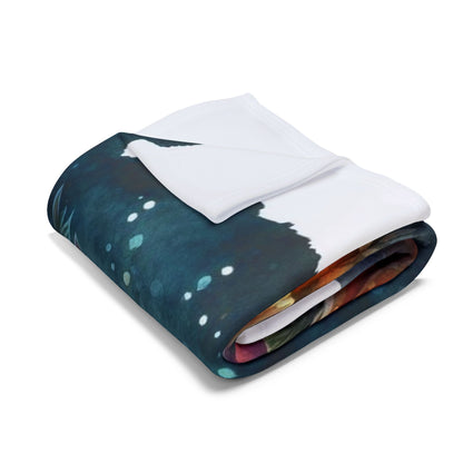 Luxurious Decorative and Warm Halloween Spooky Arctic Fleece Blanket beautifully folded, showcasing a rich design with a dramatic orange skull and floral elements, ideal for stylish autumn nights.