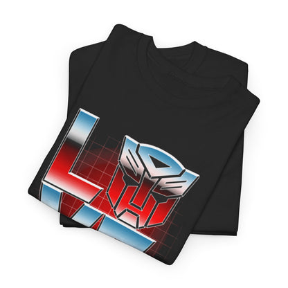 Transformers Love Unisex Mens Womens Graphic Funny T Shirt Tee Urban presented in a sophisticated stacked view of the tee, highlighting its unique design with a modern, retro appeal.